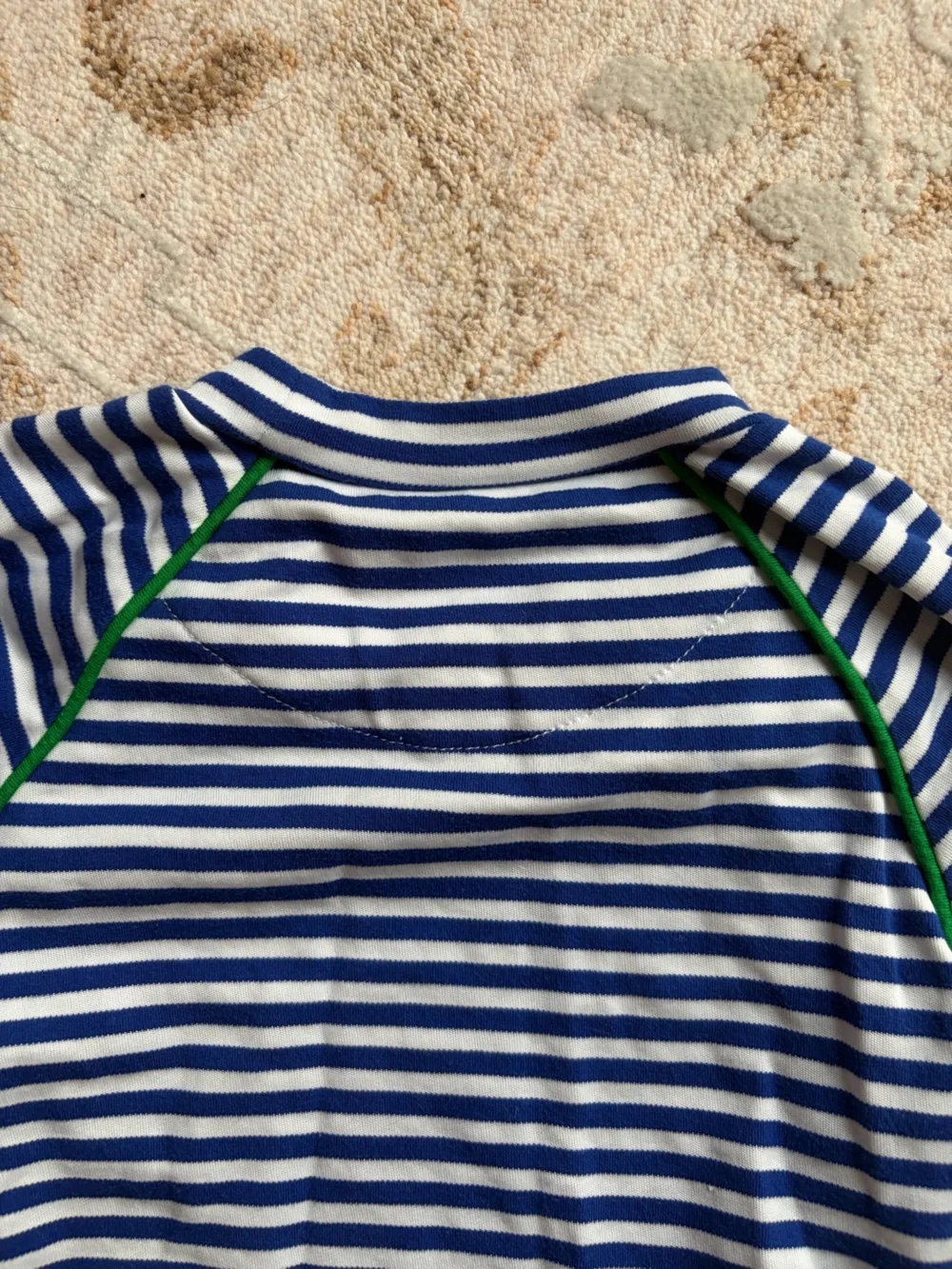 Florence Eiseman Striped Sports Flower Appliqué Long Sleeve Peplum Tunic Top